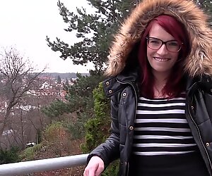 Redhead with Natural Tits Spreading Legs