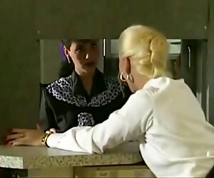Dreamy Belgian blonde in stockings heels fucked on the job
